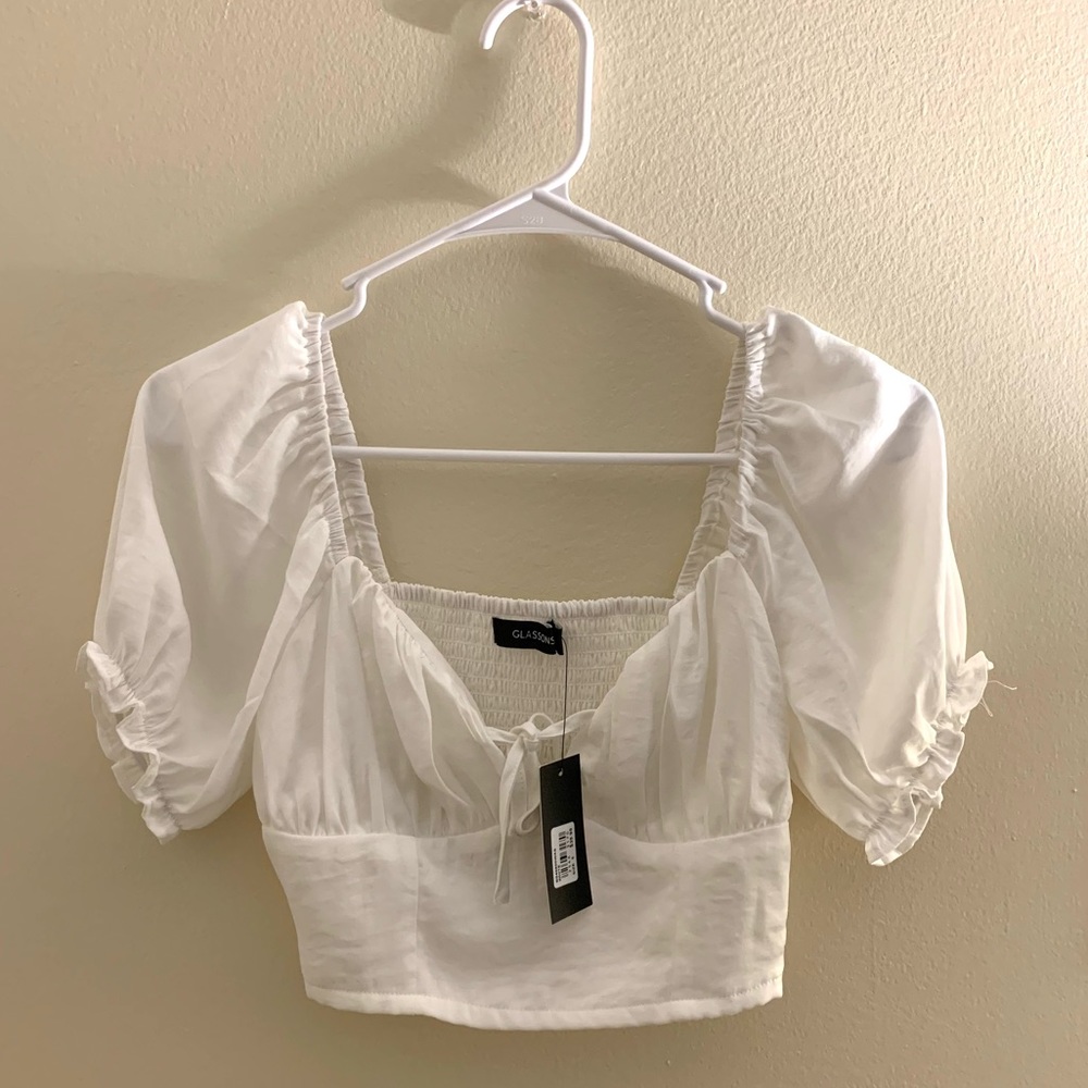 Glassons white puff sleeve top